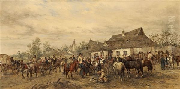 The Horse Market Oil Painting by Ludwig Gedlek