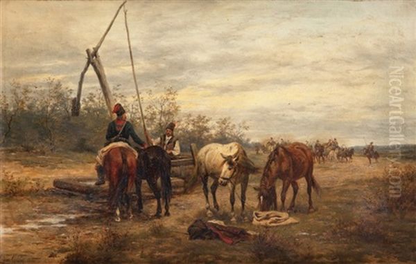 Na Popasie Oil Painting by Ludwig Gedlek