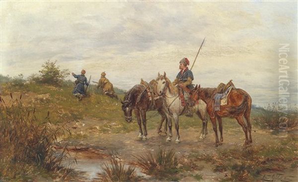 Spahtrupp Oil Painting by Ludwig Gedlek