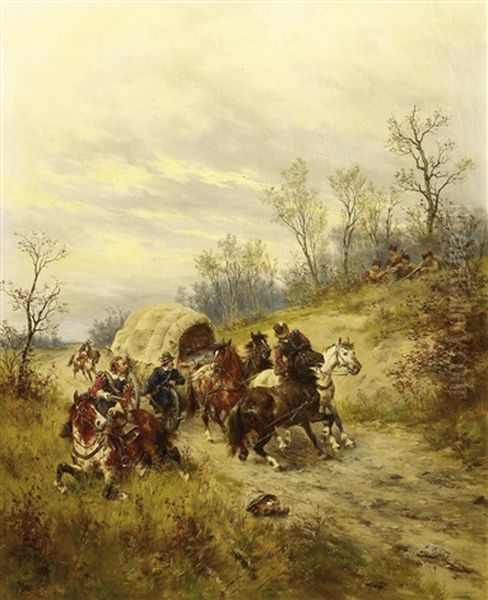 Der Uberfall Oil Painting by Ludwig Gedlek