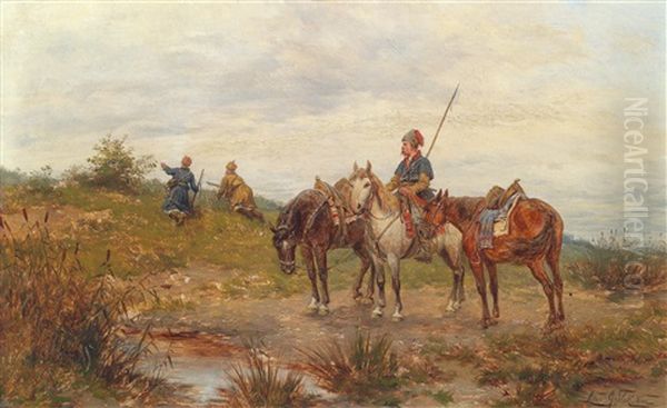 Spahtrupp Oil Painting by Ludwig Gedlek