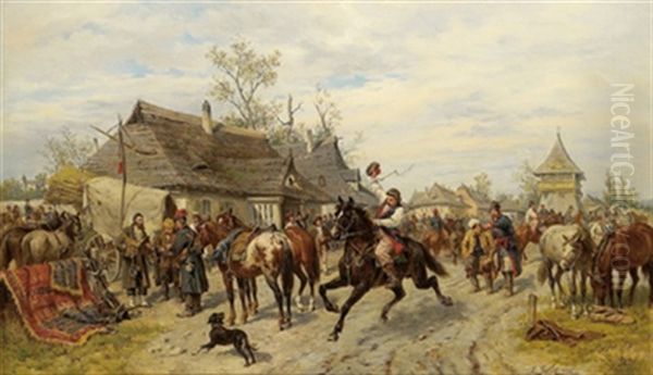 Markttag Oil Painting by Ludwig Gedlek