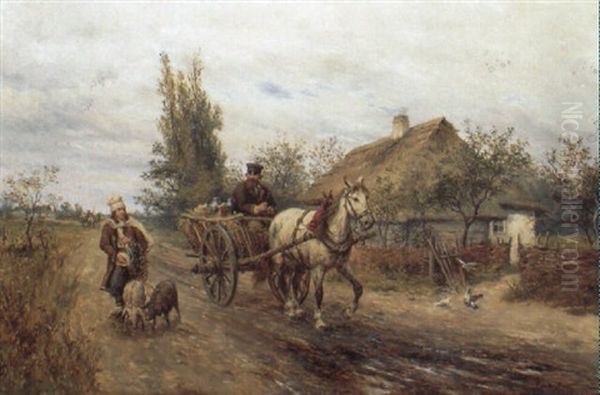 Polnische Milchh,ndler Oil Painting by Ludwig Gedlek