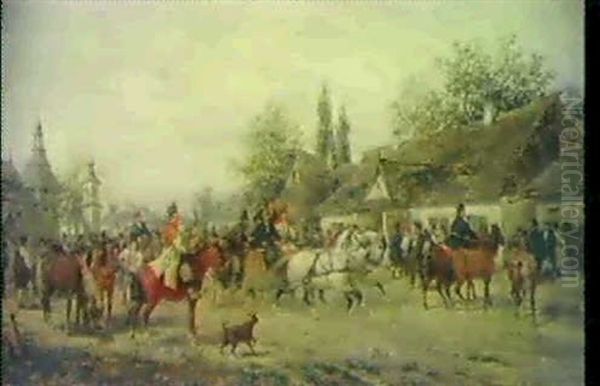 Kutschenfahrt In Einem Ungarischen Dorf Oil Painting by Ludwig Gedlek