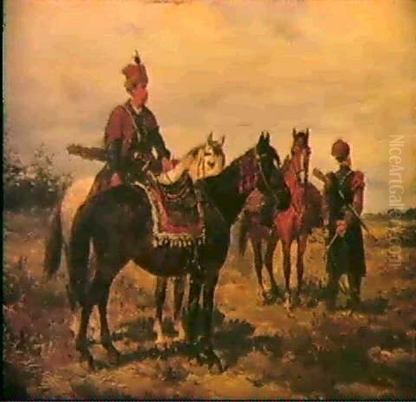 Ungarische Kavallerie Oil Painting by Ludwig Gedlek