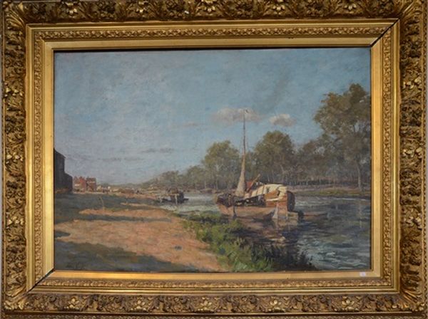 Bord De Canal Oil Painting by Adrien Geefs