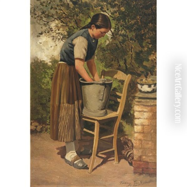 Washday Oil Painting by Fanny (Fanny Corr) Geefs