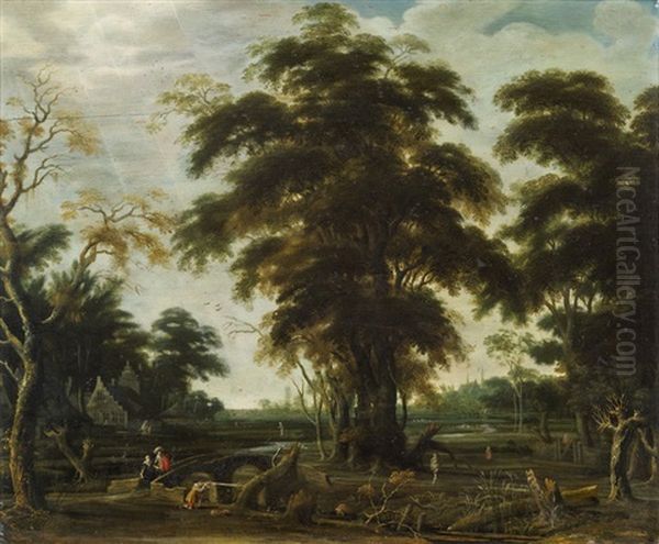 Bewaldete Landschaft Oil Painting by Jacob van Geel