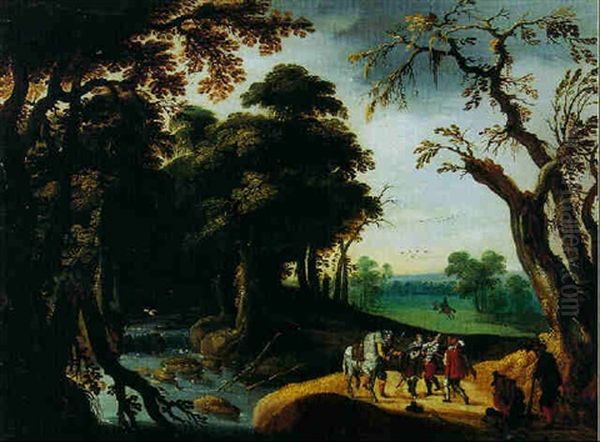 Voyageur Attaque Par Des Brigands Oil Painting by Jacob van Geel