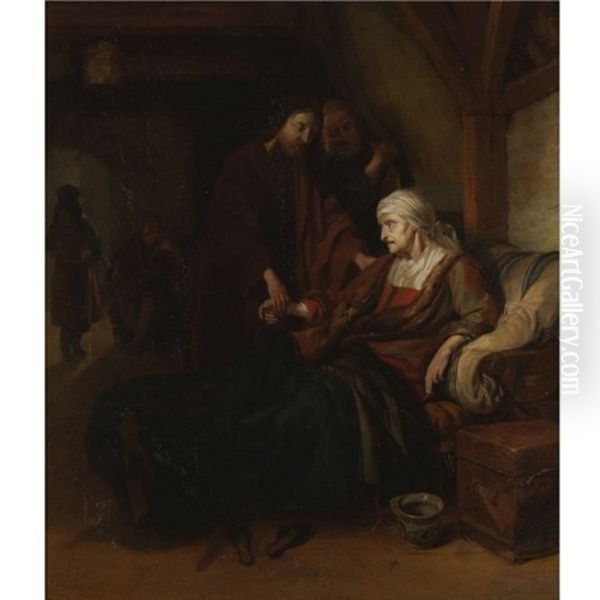 Christ Healing Peter's Mother-in-law Oil Painting by Joost van Geel