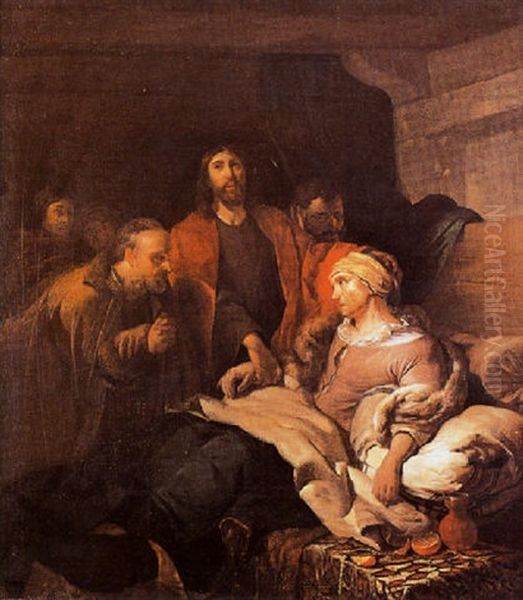 Le Christ Au Chevet De La Mere De Saint Pierre Oil Painting by Joost van Geel