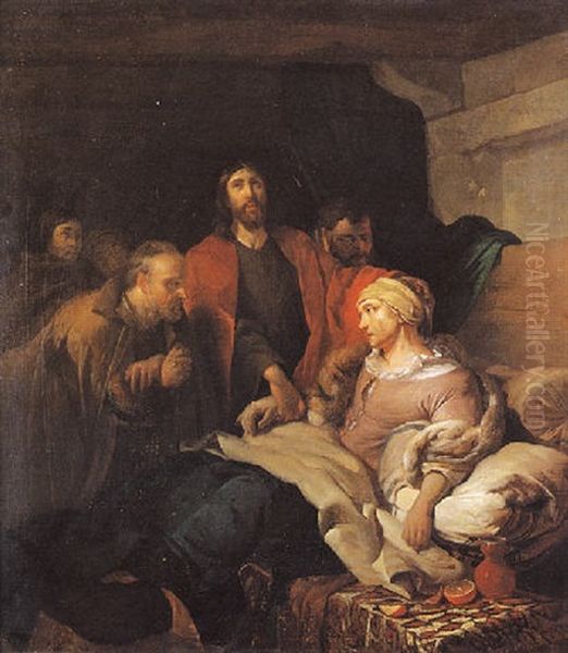 Le Christ Au Chevet De La Mere De Saint Pierre Oil Painting by Joost van Geel