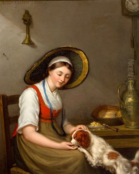 Een Snoepje Voor De Hond Oil Painting by Christian van Geelen