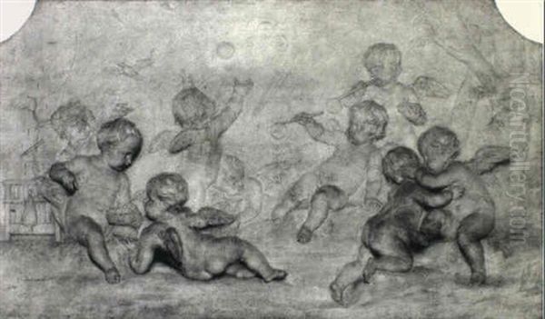 Putti Playing Oil Painting by Marten Jozef Geeraerts