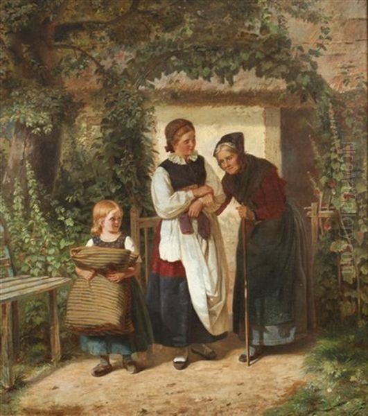 Three Generations Oil Painting by Julius Geertz