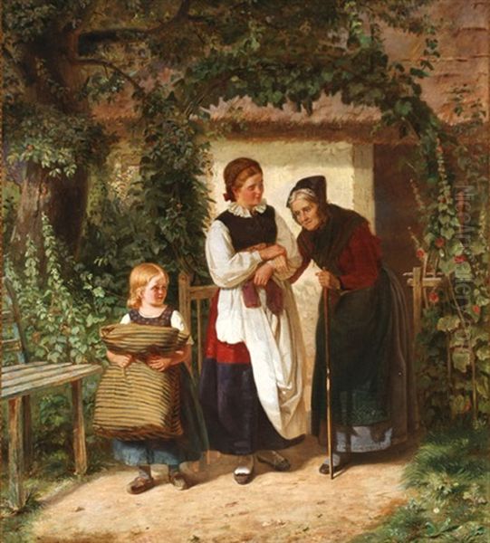 Three Generations Oil Painting by Julius Geertz