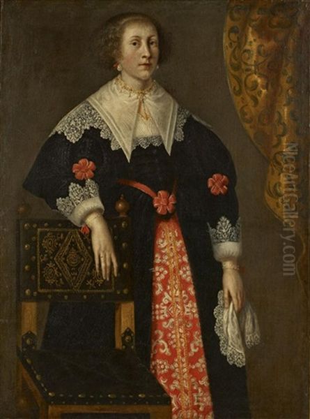 Portrait Presume D'anne-francoise Cordouan A L'age De 15 Ans Oil Painting by Wybrand Simonsz de Geest the Elder