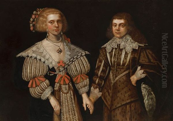 Hochzeitsportrat Zweier Adeligen Oil Painting by Wybrand Simonsz de Geest the Elder