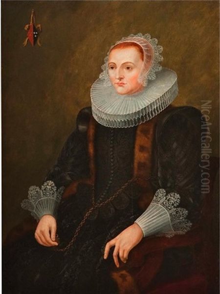 Portrait Of A Lady Of The Schoenberg Family Oil Painting by Wybrand Simonsz de Geest the Elder