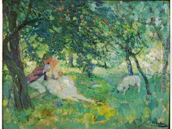 Scene Galante Pastorale Oil Painting by Walter Geffcken