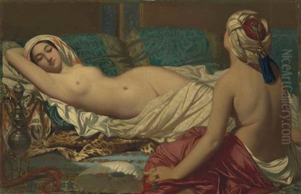 Odalisques Oil Painting by Edmond Aime Florentin Geffroy