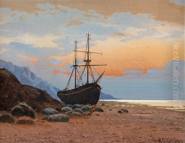 Ship Motif Oil Painting by Karl Eduardovich Geftler