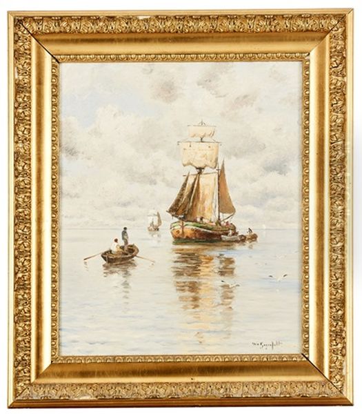 Segelskutor Pa Redden Oil Painting by Wilhelm von Gegerfelt