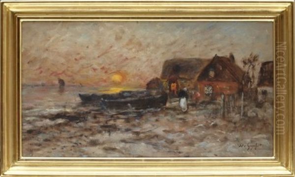 Hus Vid Kuslandskap Oil Painting by Wilhelm von Gegerfelt