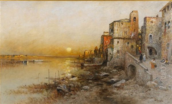 Solnedgang Oil Painting by Wilhelm von Gegerfelt