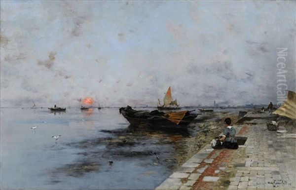 Tvatterska Vid Kaj I Venedig Oil Painting by Wilhelm von Gegerfelt