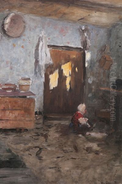 Interior Med Flicka Oil Painting by Wilhelm von Gegerfelt