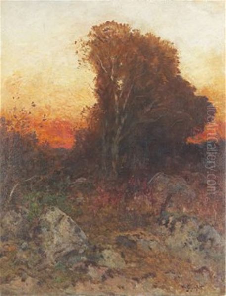 Landskap I Solnedgang Oil Painting by Wilhelm von Gegerfelt