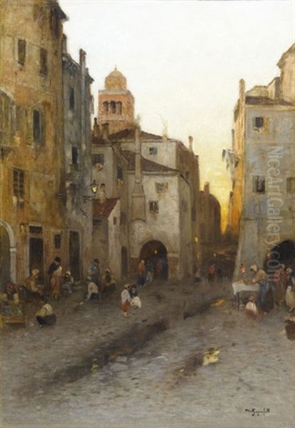 Belebte Strassenszene In Venedig Oil Painting by Wilhelm von Gegerfelt