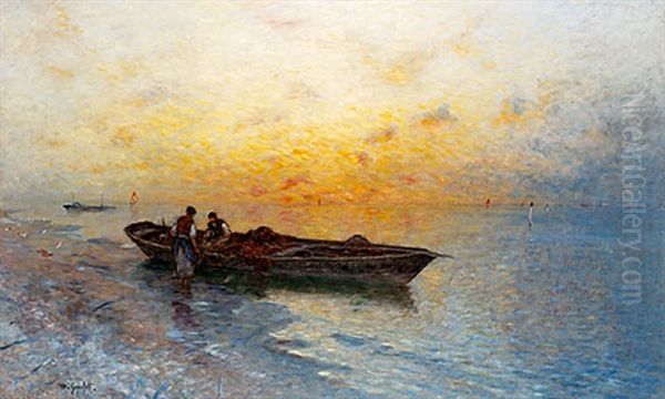 Fiskebat I Gryningen Oil Painting by Wilhelm von Gegerfelt