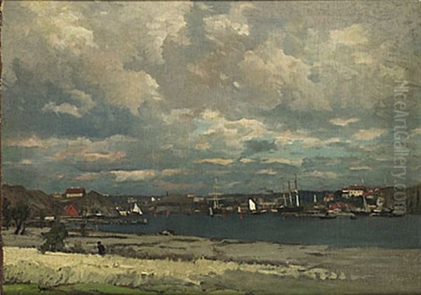 Utsikt Ofver Goteborgs Hamn Fran Hisingen Oil Painting by Wilhelm von Gegerfelt