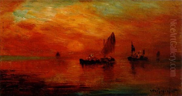 Solnedgang Oil Painting by Wilhelm von Gegerfelt