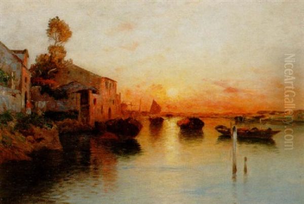 Solnedgang Oil Painting by Wilhelm von Gegerfelt