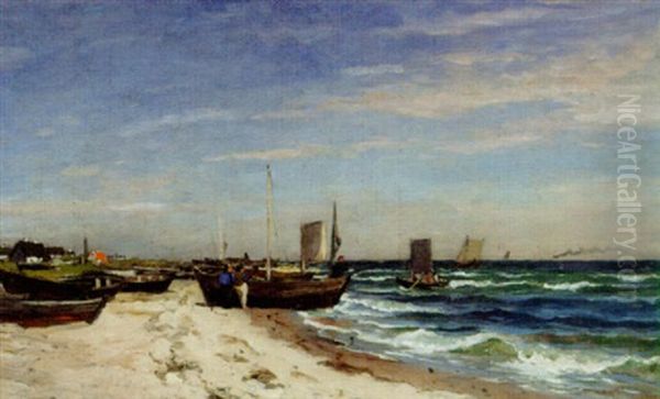 Strandmotiv Med Fiskebatar Oil Painting by Wilhelm von Gegerfelt