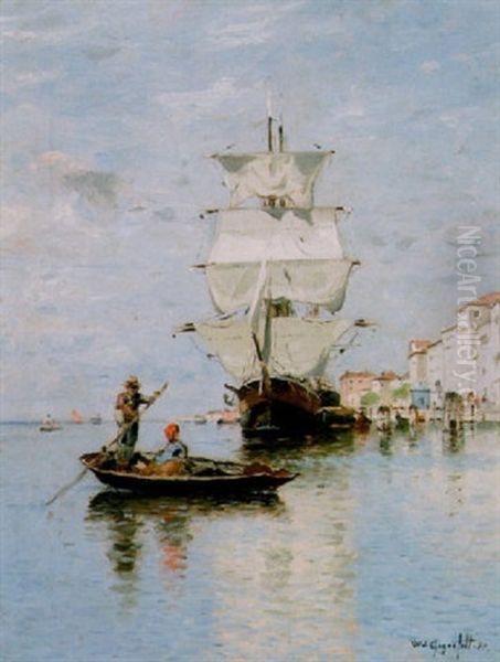 Fartyg Pa Lagunen, Venedig Oil Painting by Wilhelm von Gegerfelt