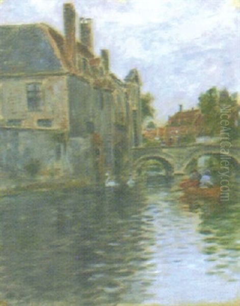 Kanalparti, Brugge Oil Painting by Wilhelm von Gegerfelt