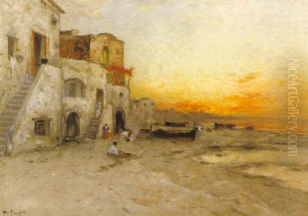 Skymning Over Strand, Venedig Oil Painting by Wilhelm von Gegerfelt