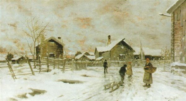 Vinter I Byn Oil Painting by Wilhelm von Gegerfelt