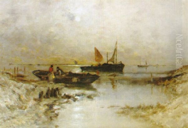 Strandparti I Skymning Oil Painting by Wilhelm von Gegerfelt