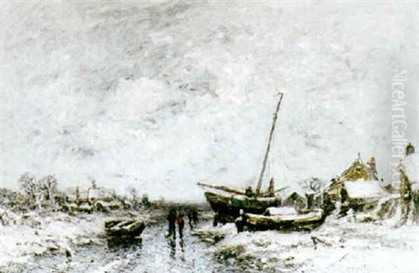 Franskt Fiskelage I Vinterdrakt Oil Painting by Wilhelm von Gegerfelt