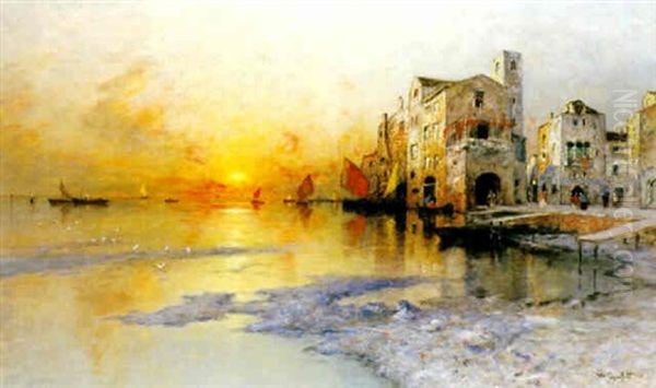 Venedig I Solnedgang Oil Painting by Wilhelm von Gegerfelt