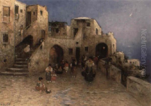 Aftonmotiv Med Folkliv, Italien Oil Painting by Wilhelm von Gegerfelt