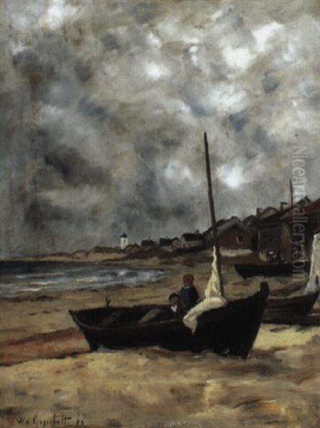 Strandlandskap Med Batar, Normandi Oil Painting by Wilhelm von Gegerfelt