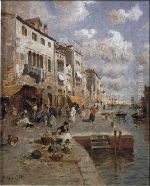 Vid En Kanal I Venedig Oil Painting by Wilhelm von Gegerfelt