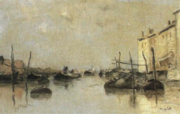 Rio Del Ponte Longo A Venice Oil Painting by Wilhelm von Gegerfelt