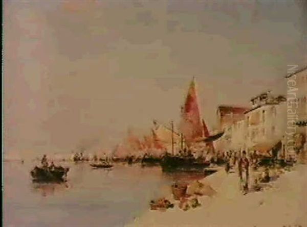 The Riva Degli Schiavone, Venice Oil Painting by Wilhelm von Gegerfelt